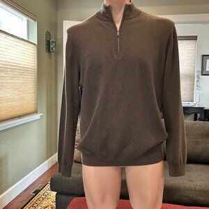 100% cashmere brown, cardigan 1/4 zipper sweater